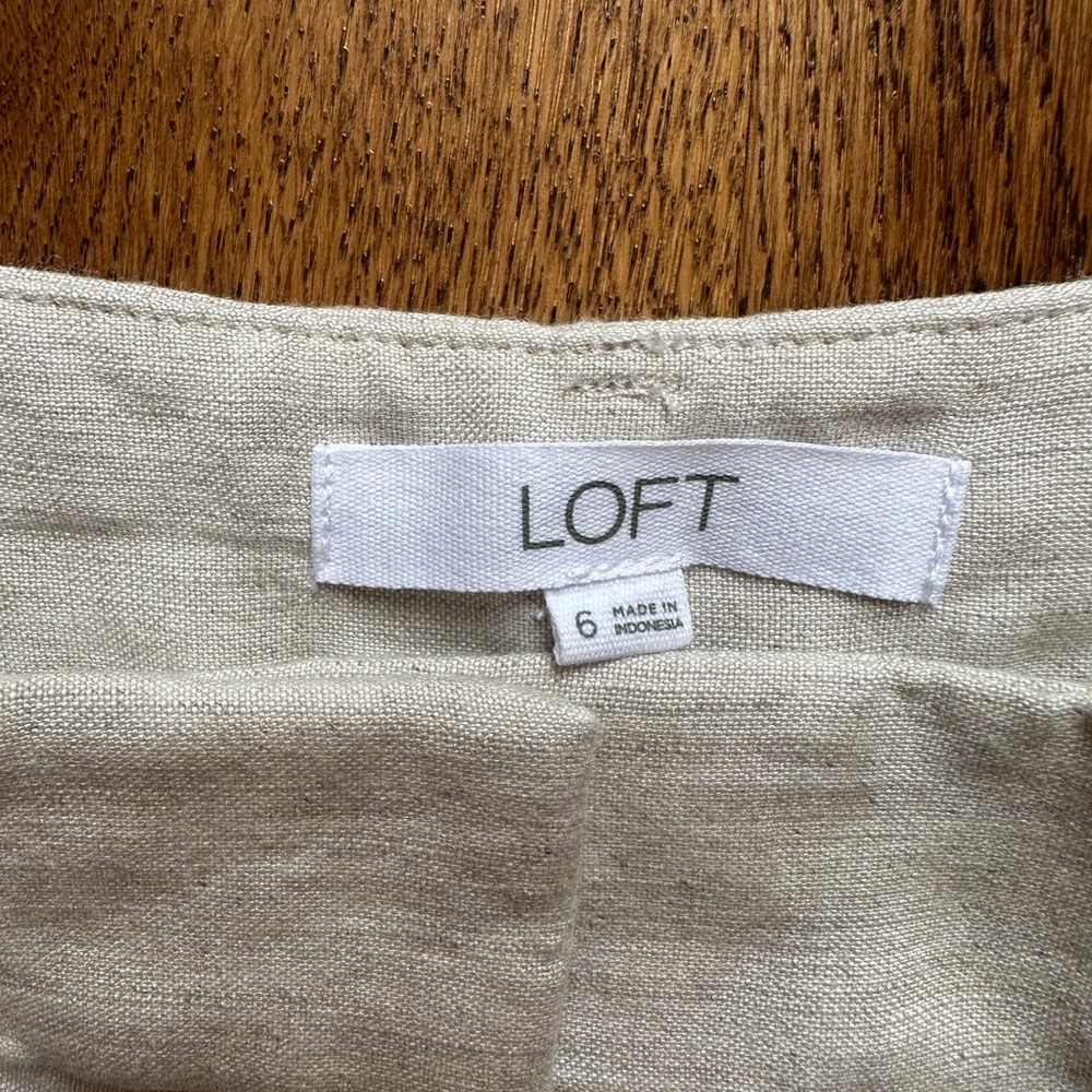 LOFT Peyton High Rise Wide Leg Trouser in Linen, Tan, Size 6 - Picture 4 of 8